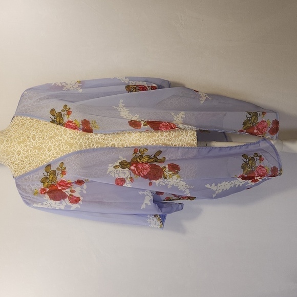 Women's Lavender Chiffon Beach Cardigan Blouse Shawl Loose Top Outerwear Size M - Picture 3 of 13